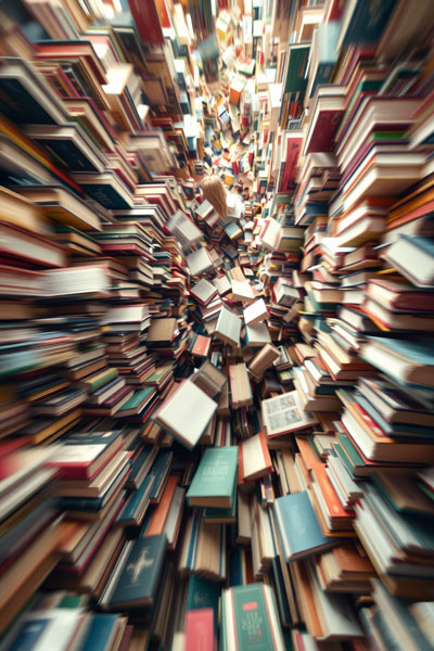 Eine Explosion von Büchern