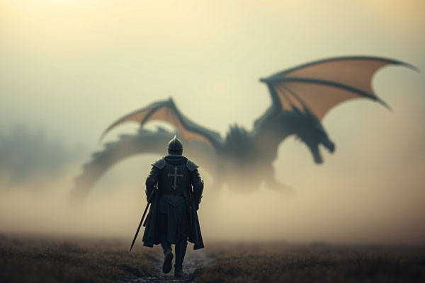 Ritter und ein Drache