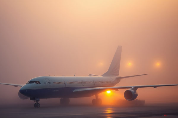 Flugzeug in der Abenddämmerung